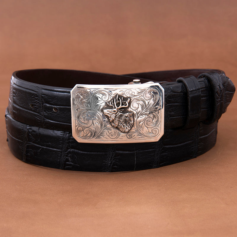 Mesa Western Buckle with Elk and High Polished Border