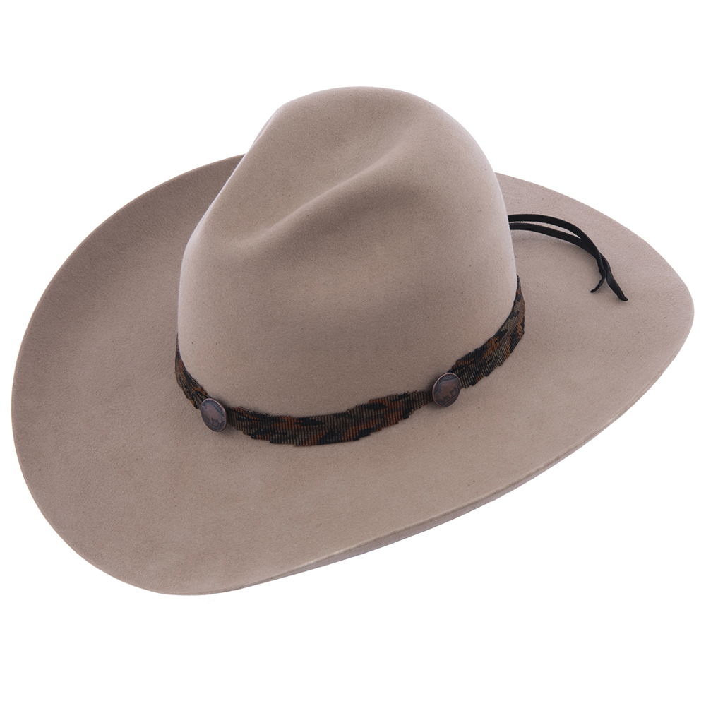 Camo Hatband w/4 Feathers 3 Copper Bufflao Buttons