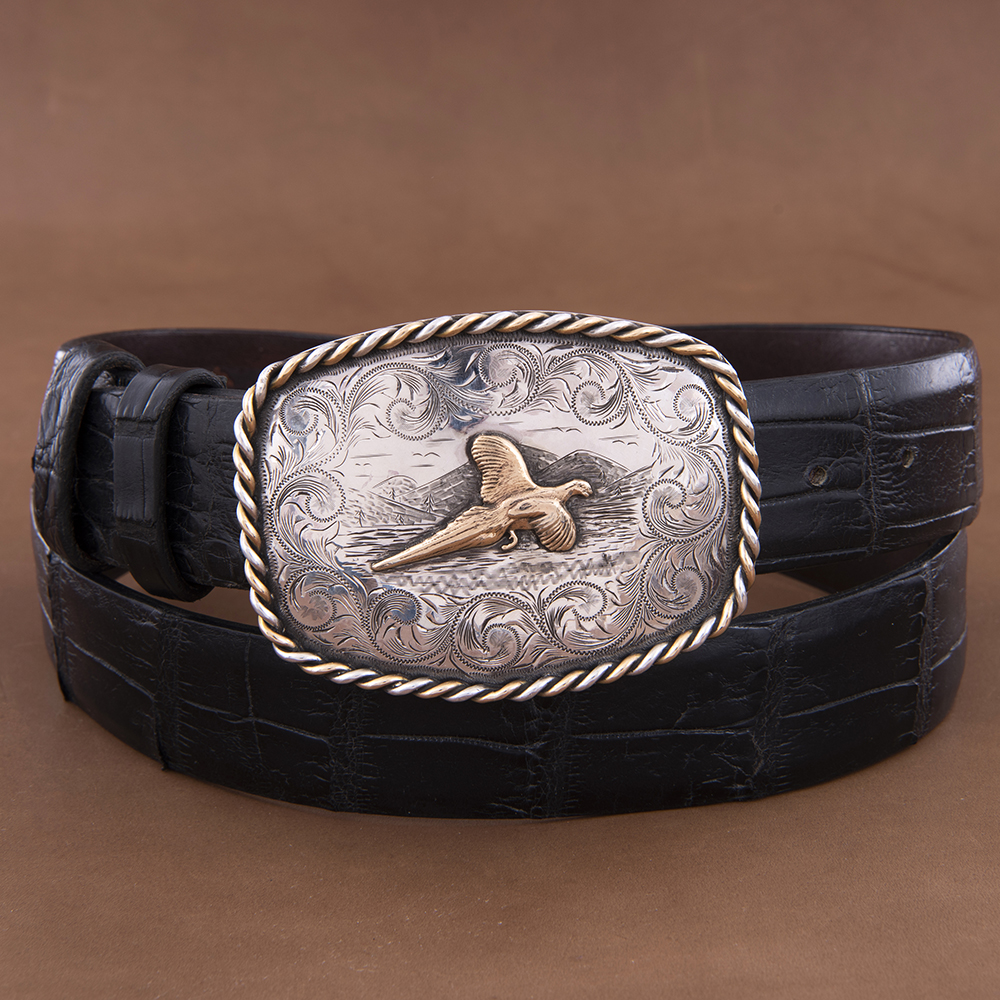 Dutton 14K Pheasant Western Engraved Buckle