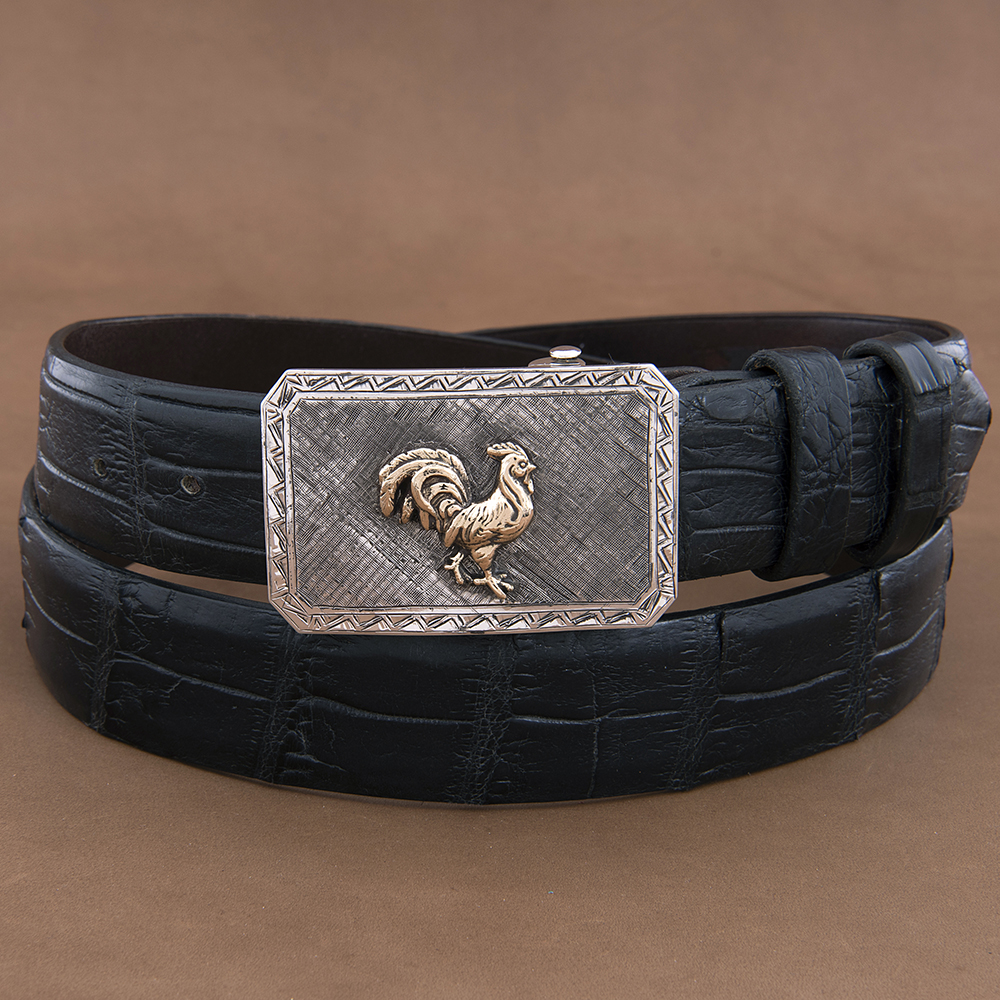 SST Mesa Crosshatch 14K Rooster Buckle Sawtooth Border