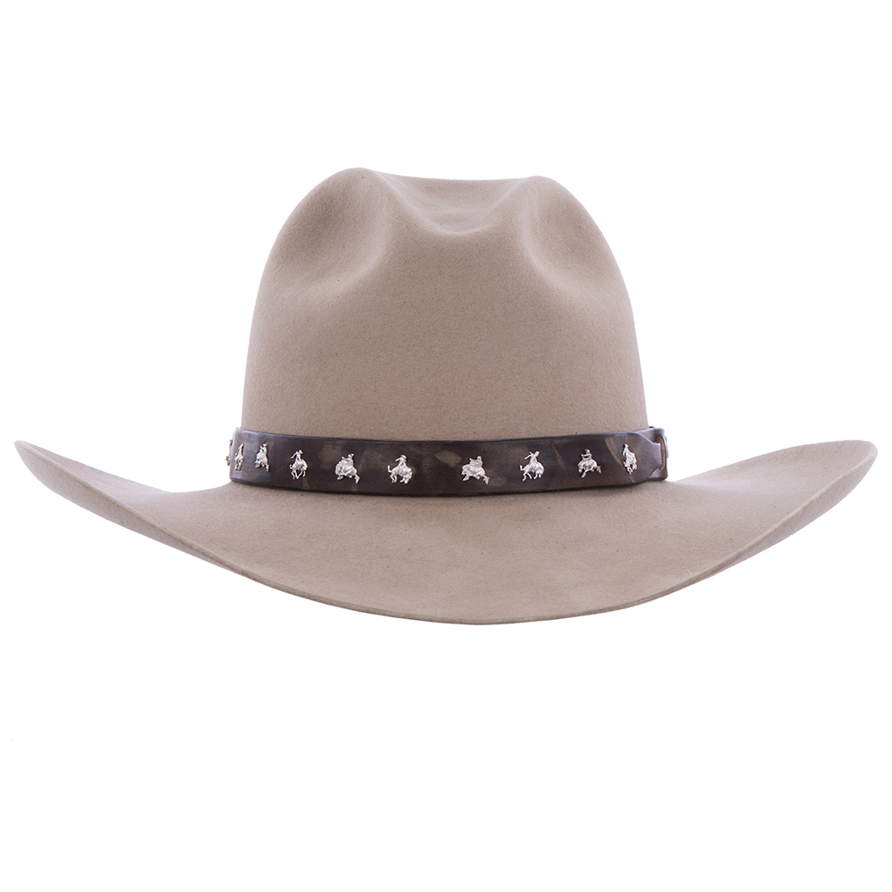 Brown Weathered Leather Bronc Slingshot Hat Band