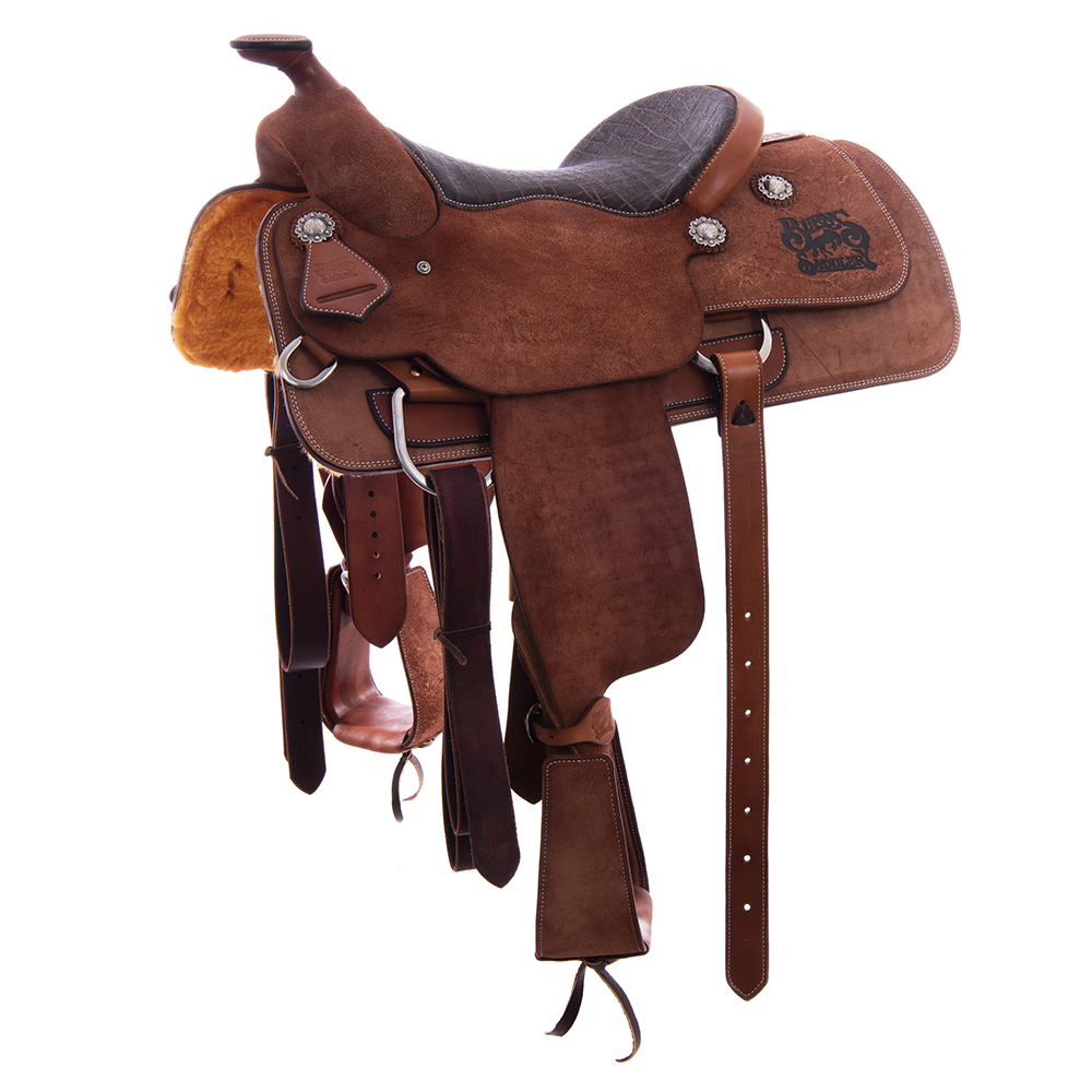 Burns Chestnut Elephant Seat Bulldogging Saddle 