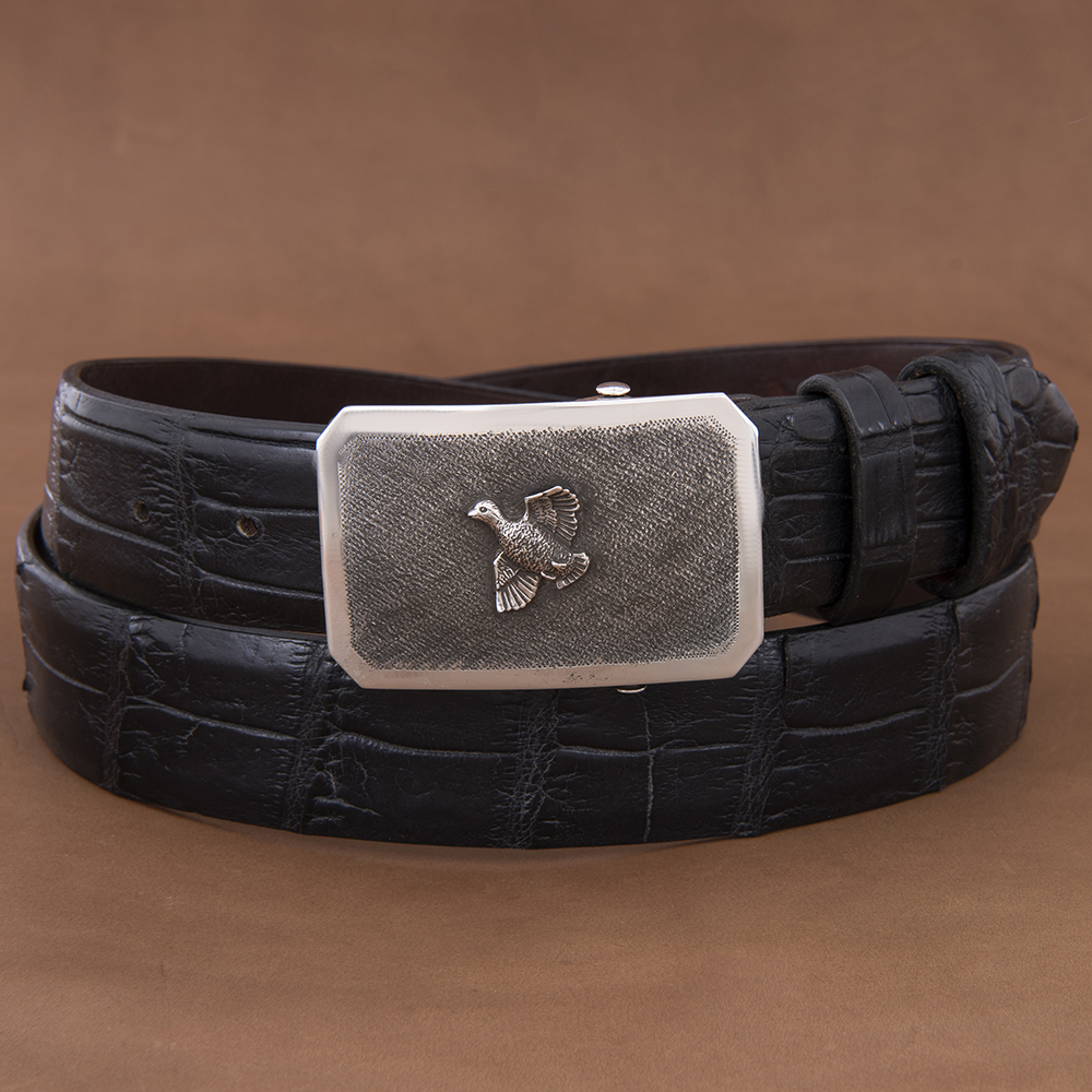 Mesa Quail Crosshatch Buckle with High Polished Border