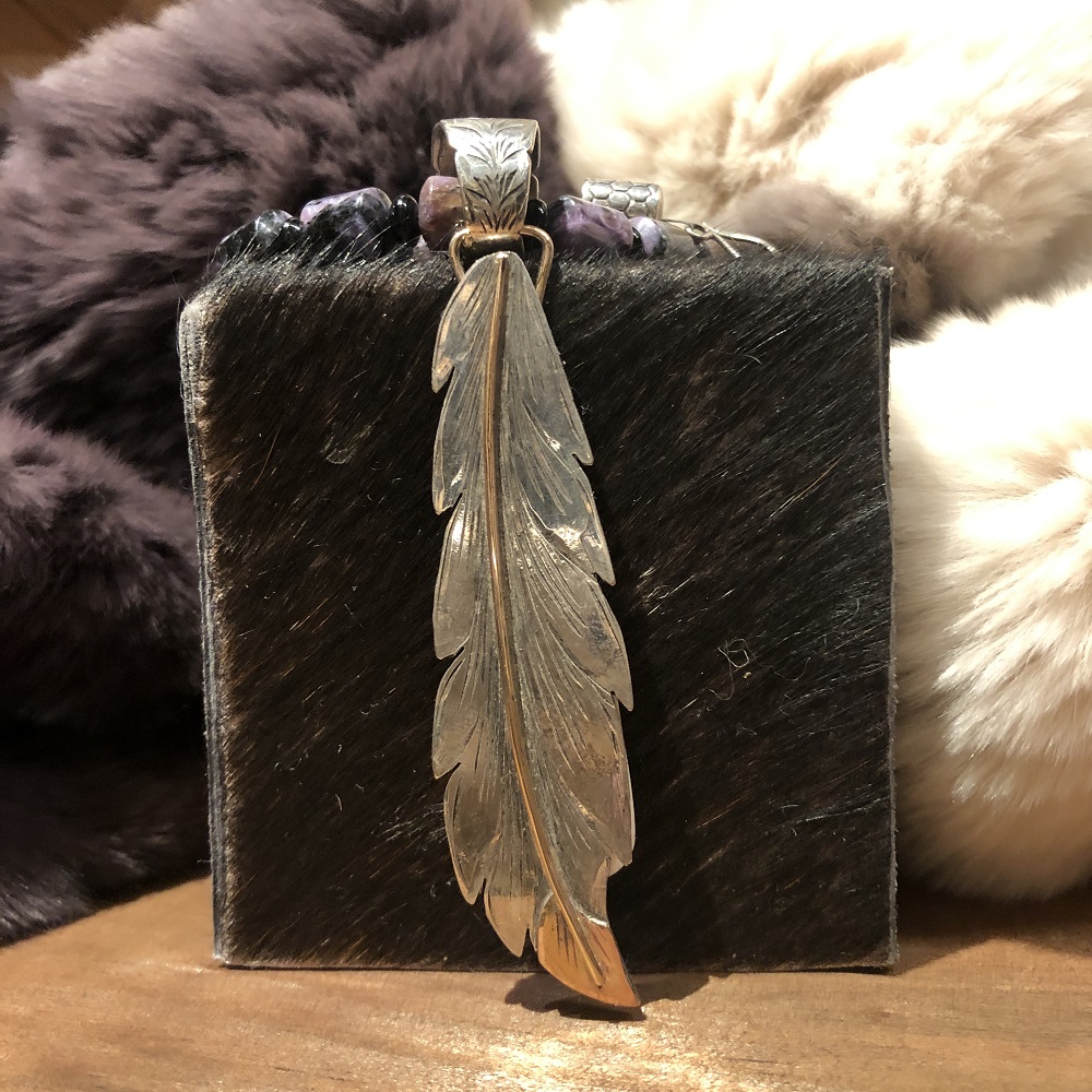 Sunset trails Heron Feather Pendant