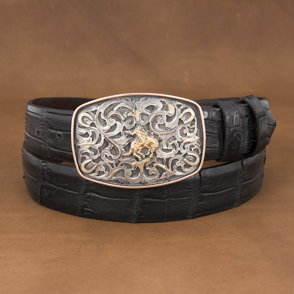 Kit 14K Bronc and Horseshoe Filigree Buckle