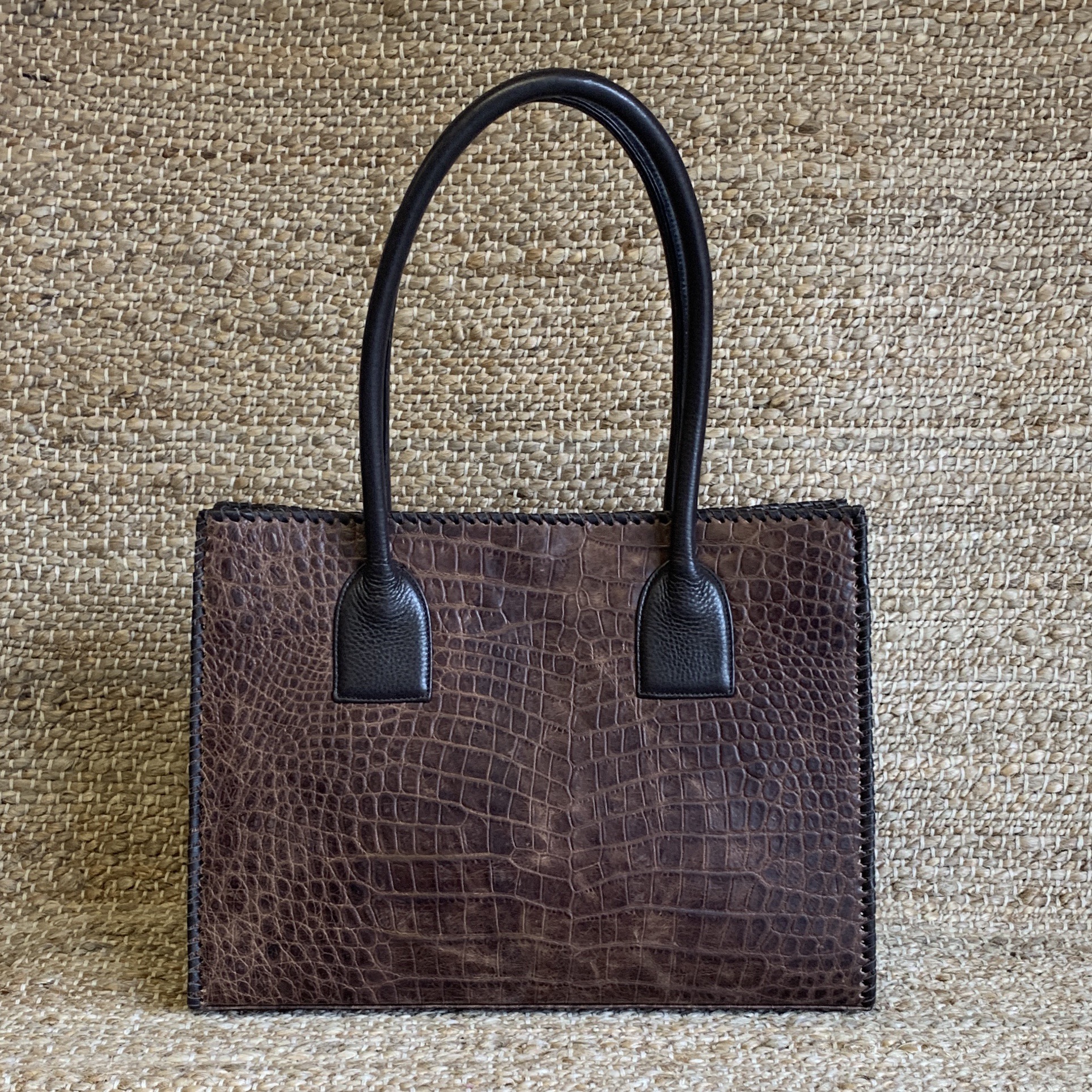 CROCO COGNAC HANDBAG