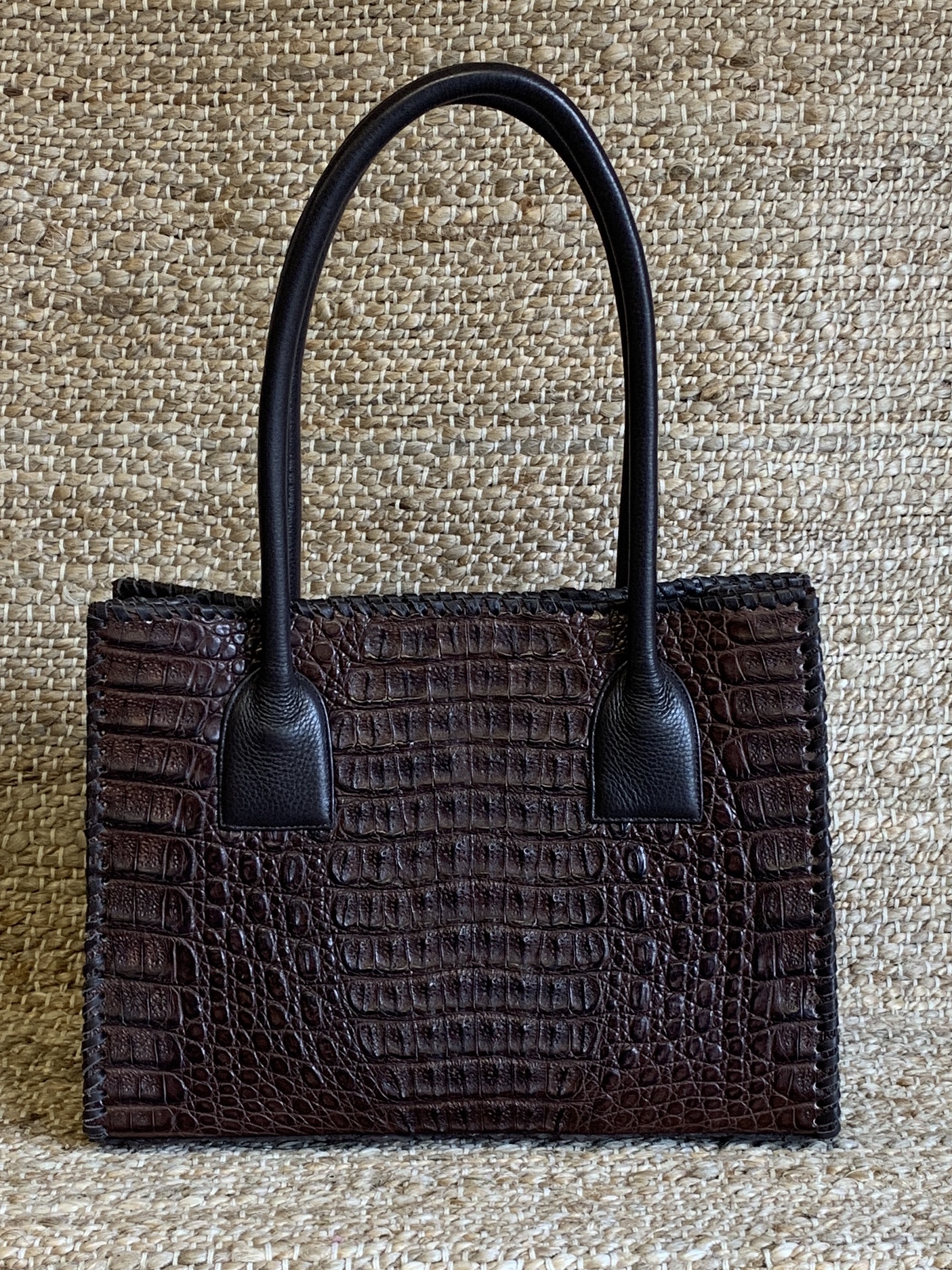 CHOCOLATE CAIMAN HANDBAG