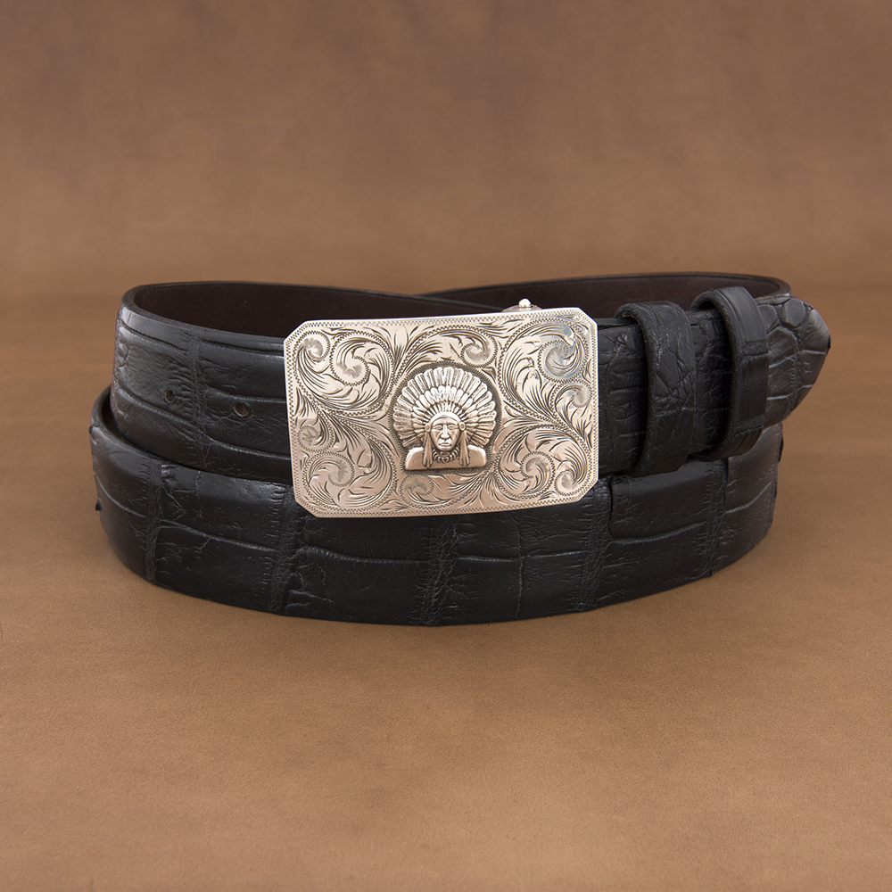 SUNSET TRAILS ENGRAVED MESA BUCKLE W/ HP CHIEF 