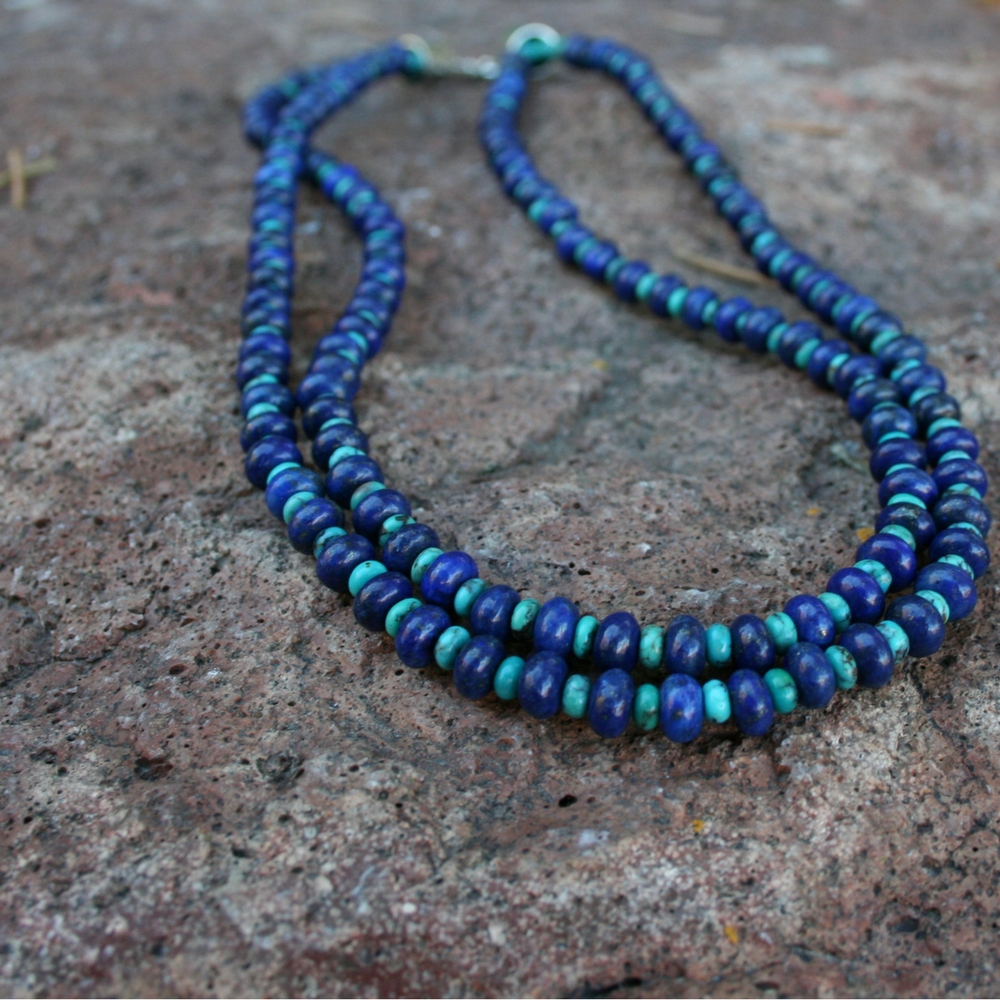 Blue Lapis and Kingman Turquoise Necklace