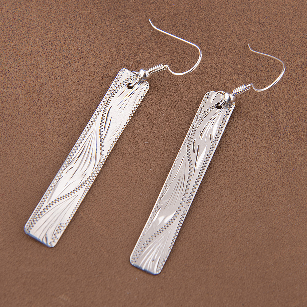 Engraved Bar Earrings 