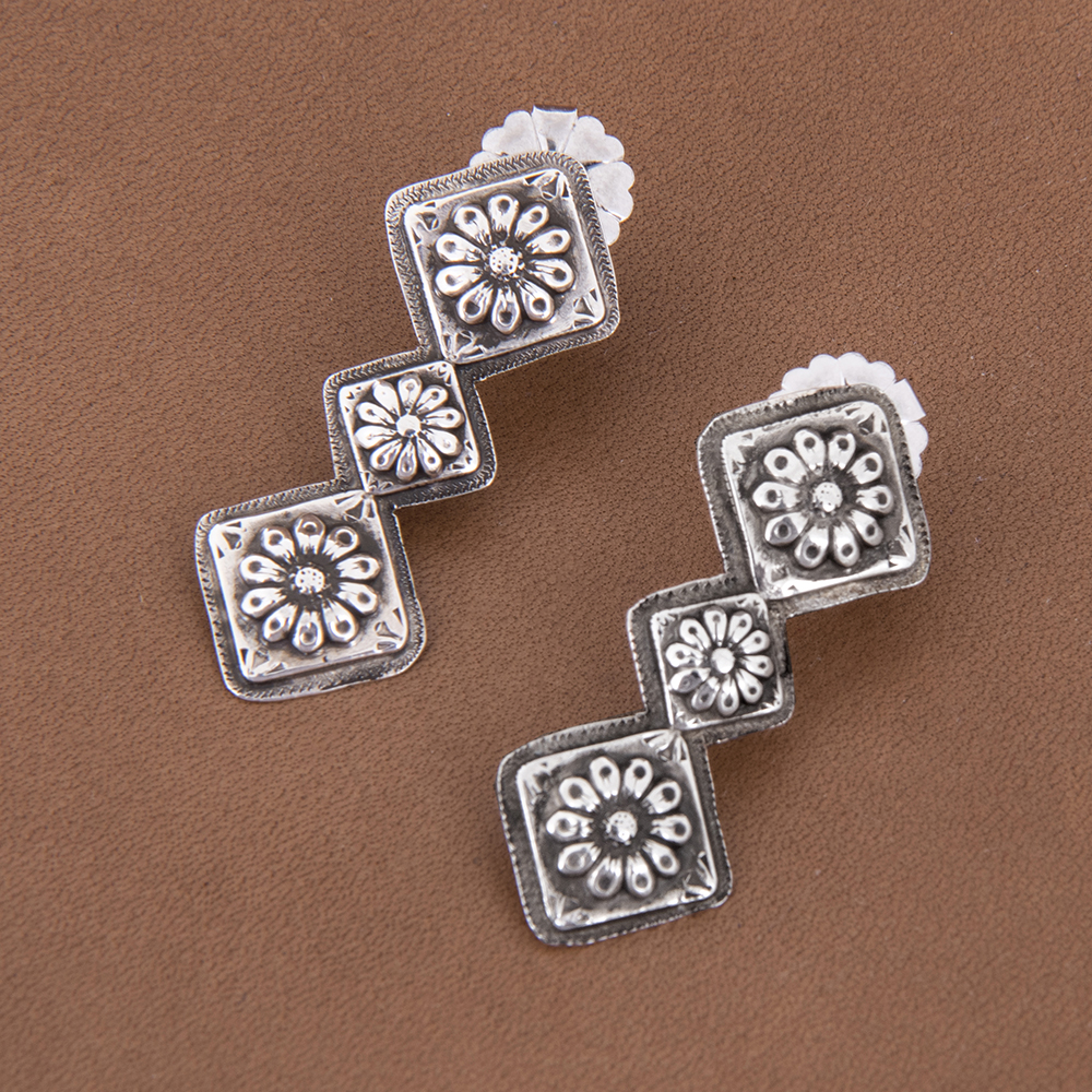 Silver Square Earrings 