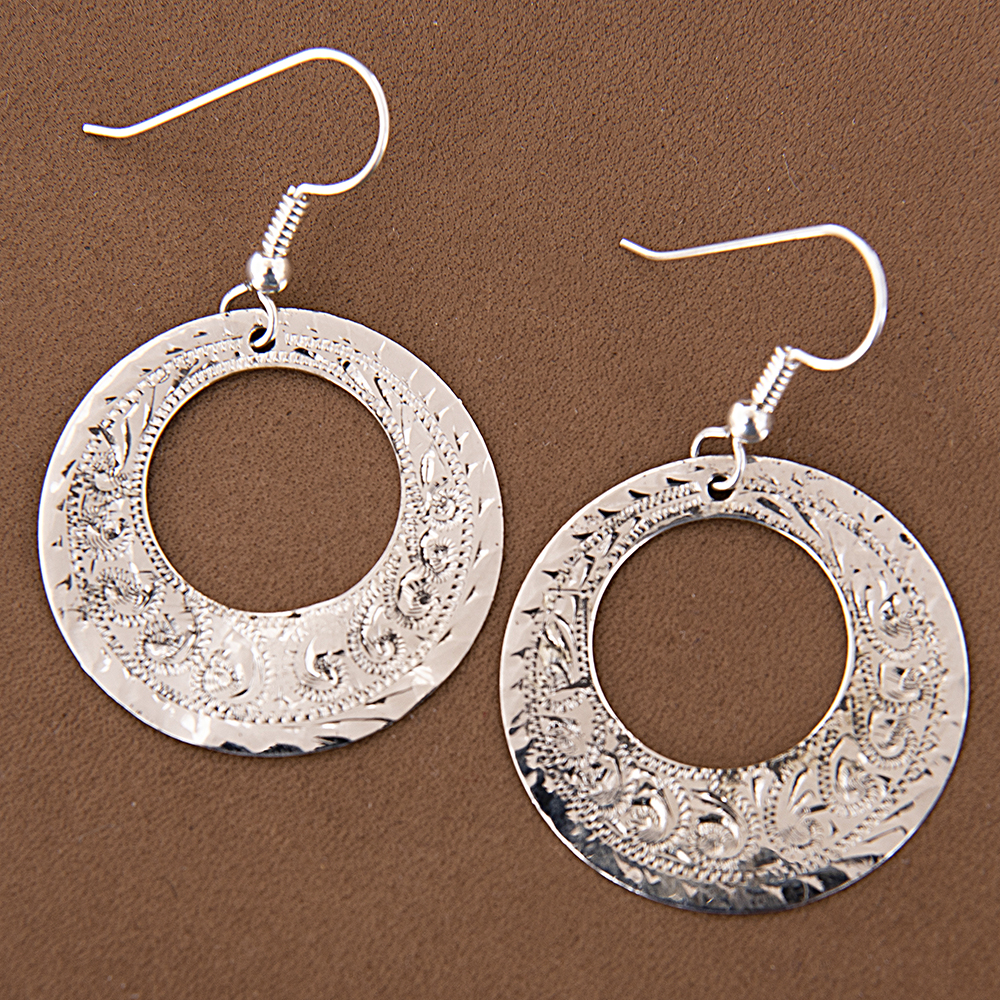 Western Engraved Small Loop Earrings 