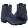 Ladies Navy Blue Full Quill Ostrich Short Boots