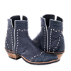 Ladies Navy Ostrich Caiman Tipped Short Cowboy Boots