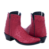 Ladies Red Full Quill Ostrich Buckstitch Short Boots Mini Vi