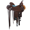 BURNS CHOCOLATE SO/RO BARREL SADDLE W/ FEATHER FLORAL AND BRAND
