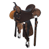 BURNS RUSSET SO/CHOCOLATE RO BARREL SADDLE 3/4 SUNNY D DYED AND ANTIQUED