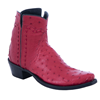 Ladies Red Full Quill Ostrich Buckstitch Short Boots Mini Vi