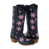 Ladies Navy Blue and Pink Pinwheel Floral Cowboy Boot