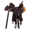 Chocolate RO Barrel Saddle-Semi Square- White Buck Stitch- Standard Binding
