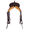 Chocolate RO Barrel Saddle-Semi Square- White Buck Stitch- Standard Binding