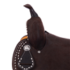 Chocolate RO Barrel Saddle-Semi Square- White Buck Stitch- Standard Binding