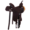 Chocolate RO Feather Turquoise Binding Notched Barrel Saddle
