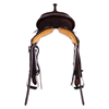 Chocolate RO Feather Turquoise Binding Notched Barrel Saddle