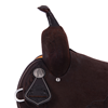 Chocolate RO Feather Turquoise Binding Notched Barrel Saddle