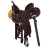 Chocolate RO White Buckstitch Feather Round Barrel Saddle