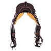 Chocolate RO White Buckstitch Feather Round Barrel Saddle
