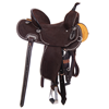 Chocolate RO White Buckstitch Feather Round Barrel Saddle