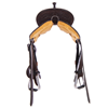 Chocolate RO White Buckstitch Feather Round Barrel Saddle