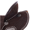 Chocolate RO White Buckstitch Feather Round Barrel Saddle