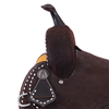 Chocolate RO White Buckstitch Feather Round Barrel Saddle