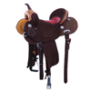 Burns Chocolate Rough Out Barrel Saddle with Floral Tooling 