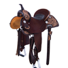 Burns Chestnut Rough Out Barrel Racer Saddle with Floral Too