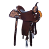 Burns Chestnut Rough Out Barrel Racer Saddle with Floral Too