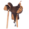 Burns Chocolate Rough Out Barrel Saddle, Natural Floral Tool