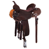 Burns Chocolate Rough Out White Buckstitch Barrel Saddle 