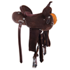 Burns Chocolate Rough Out White Buckstitch Barrel Saddle 