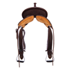 Burns Chocolate Rough Out White Buckstitch Barrel Saddle 