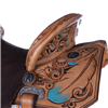 Burns Russet Smoothout Leather Saddle with Turquoise Feather