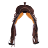 Chocolate RO Full Buckstitch Feather Notched Barrel Saddle