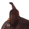 Chocolate RO Full Buckstitch Feather Notched Barrel Saddle