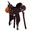 Chocolate Full Natural Buckstitch Black Suede Barrel Saddle