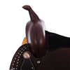 Chocolate Full Natural Buckstitch Black Suede Barrel Saddle