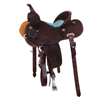 Chocolate RO Turquoise Seat Round Barrel Saddle