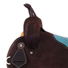 Chocolate RO Turquoise Seat Round Barrel Saddle