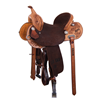 Burns Russet Roughout Chocolate Custom Floral Barrel Saddle
